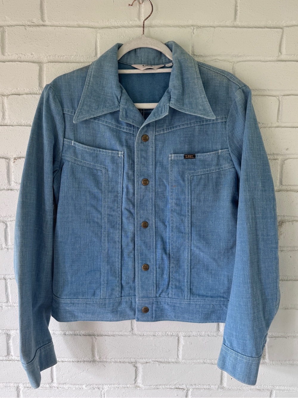 VINTAGE✨ LEE • 70’s Deadstock Denim Dagger Collar Sanfor-Set Shirt Jacket • 40 L